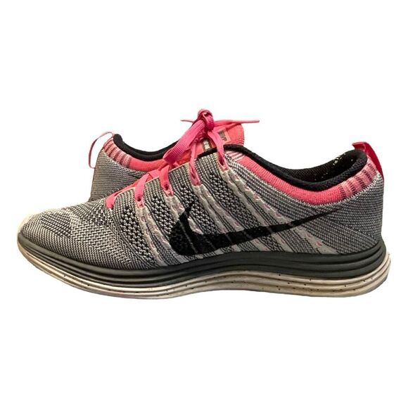 Nike Free Flyknit One Running Shoes Sneakers Grey Pink Athletic Mesh Upper 8 - Picture 5 of 9